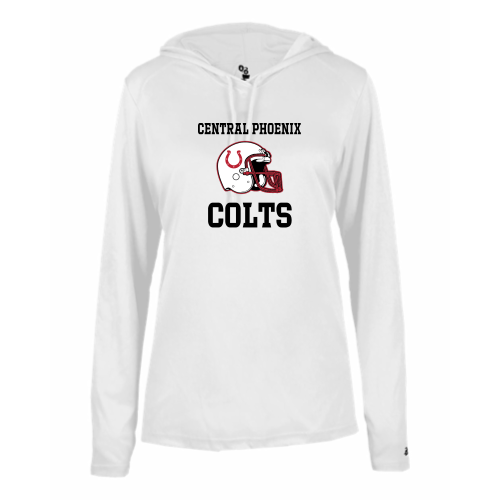 Load image into Gallery viewer, Central Phoenix Colts YFB - Ladies LS Performance Tee with Hood
