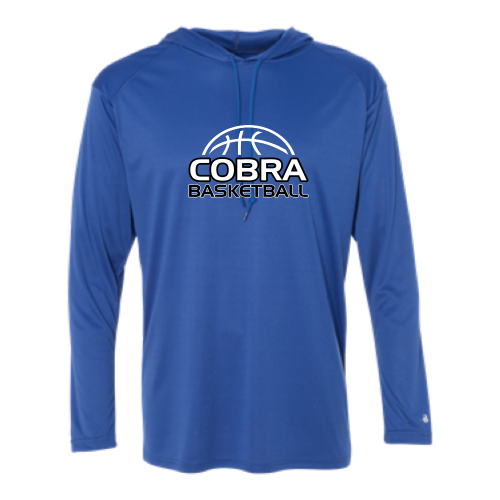 Creekside Cobra Basketball Royal - Adult LS Performance Tee with Hood