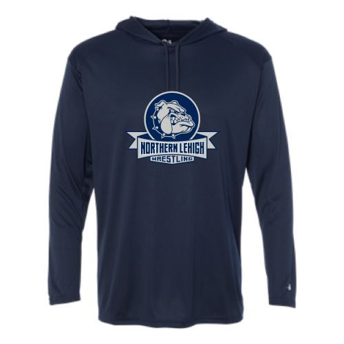 Load image into Gallery viewer, Northern Lehigh Wrestling Bulldog - Adult LS Performance Tee with Hood
