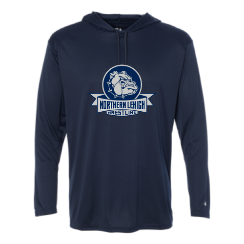 Northern Lehigh Wrestling Bulldog - Adult LS Performance Tee with Hood