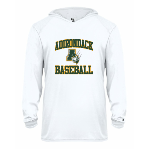 Load image into Gallery viewer, Adirondack Baseball - Youth LS Performance Tee with Hood
