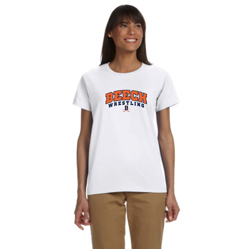 Beech High School Wrestling White - Ladies Short Sleeve Cotton Tee