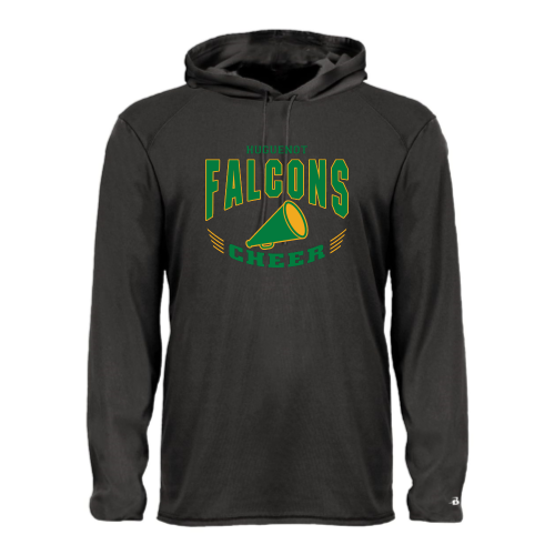 Huguenot Cheer - Adult LS Performance Tee with Hood