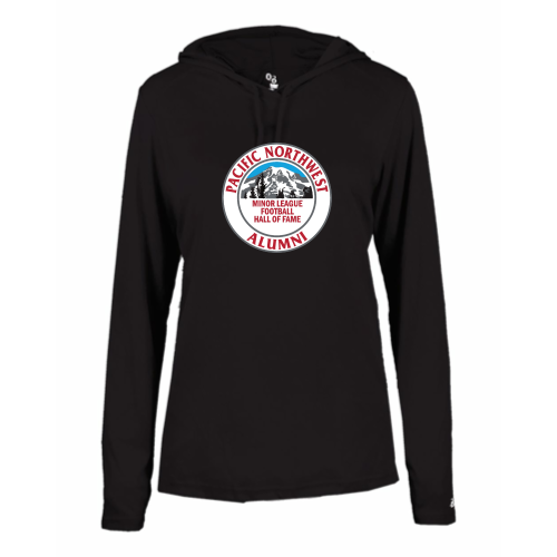 Load image into Gallery viewer, Pacific NW Football - Ladies LS Performance Tee with Hood
