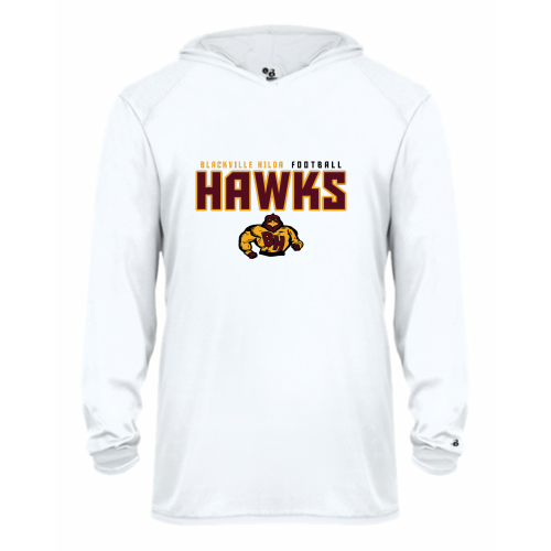 Load image into Gallery viewer, Blackville Hilda Football - Youth LS Performance Tee with Hood
