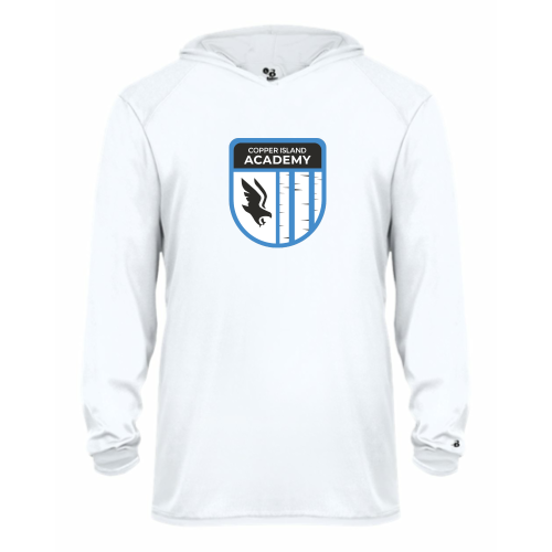 Load image into Gallery viewer, Copper Island Academy - Youth LS Performance Tee with Hood
