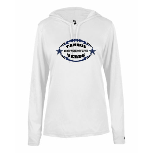Tanque Verde Cowboys - Ladies LS Performance Tee with Hood