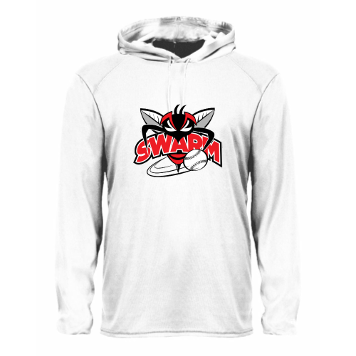 Load image into Gallery viewer, Heyworth Swarm - Adult LS Performance Tee with Hood
