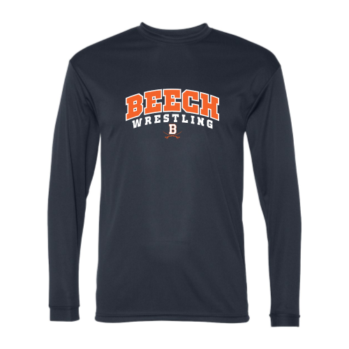 Beech High School Wrestling Navy - Adult LS Performance Tee