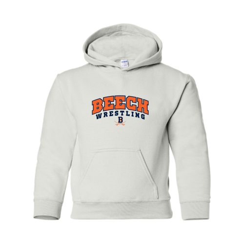 Beech High School Wrestling White - Youth Pullover Hood Sweatshirt