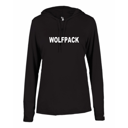 Lincoln Wolfpack - Ladies LS Performance Tee with Hood