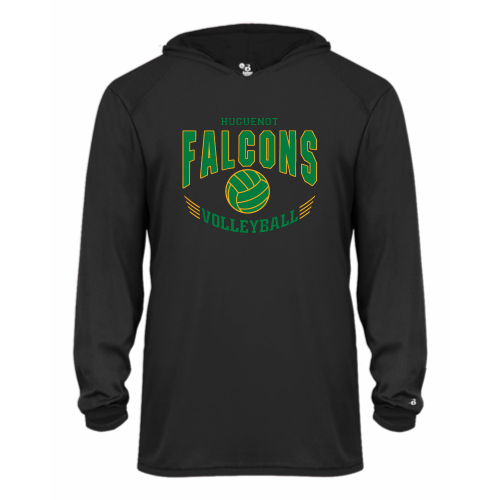 Huguenot Volleyball - Youth LS Performance Tee with Hood