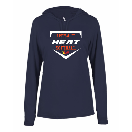 East Valley Heat Club Softball - Ladies LS Performance Tee with Hood