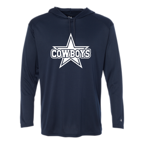 Load image into Gallery viewer, TV Cowboys - Adult LS Performance Tee with Hood
