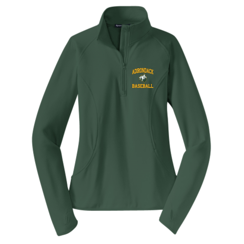 Adirondack Baseball - Forest Green - Ladies Sport Wicking 1-4 Zip Pullover