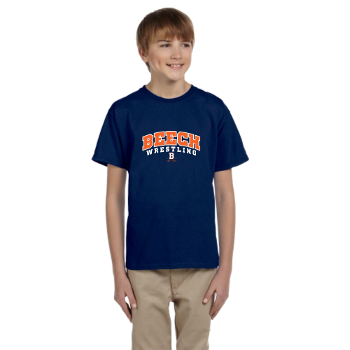 Beech High School Wrestling Navy - Youth Short Sleeve Cotton Tee