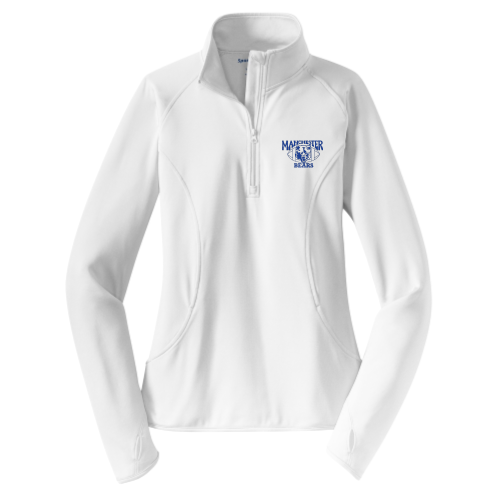 Manchester Bears Football -  Ladies Sport Wicking 1/4 Zip Pullover White