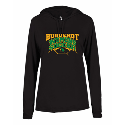 Huguenot Soccer - Ladies LS Performance Tee with Hood