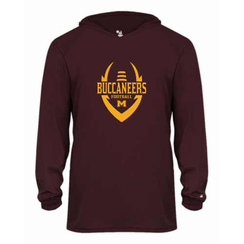 Milford Buccaneers - Youth LS Performance Tee with Hood