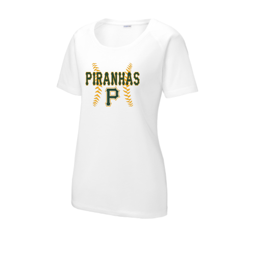 Load image into Gallery viewer, Pratt Piranhas - Sport-Tek Ladies PosiCharge Tri-Blend Wicking Scoop Neck Raglan Tee
