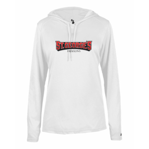 St Georges - Ladies LS Performance Tee with Hood