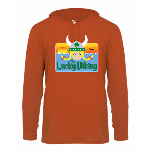 Load image into Gallery viewer, The Lucky Viking -  Adult LS Performance Tee with Hood
