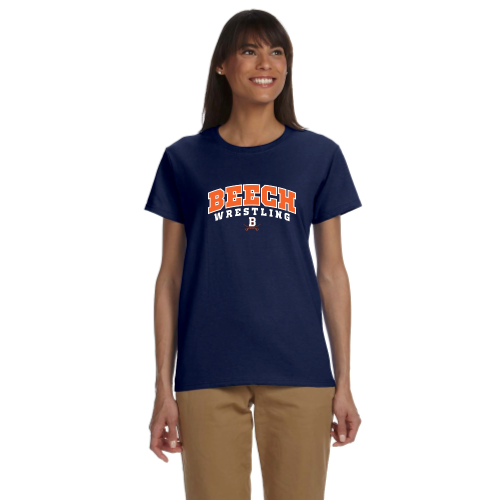 Beech High School Wrestling Navy - Ladies Short Sleeve Cotton Tee