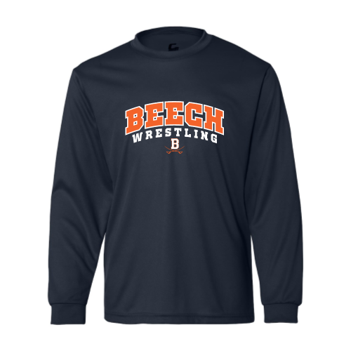 Beech High School Wrestling Navy - Ladies LS Performance Tee