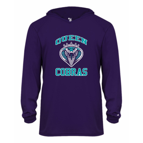 Queen Cobras - Youth LS Performance Tee with Hood