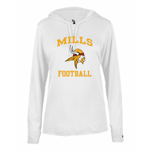 Load image into Gallery viewer, Mills HS - Ladies LS Performance Tee with Hood
