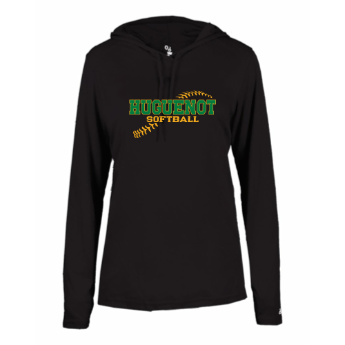 Huguenot Softball - Ladies LS Performance Tee with Hood