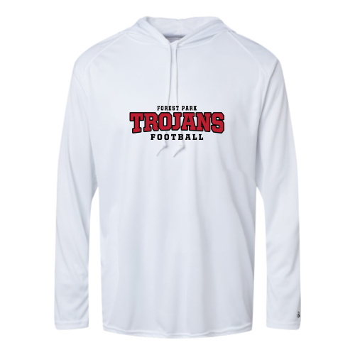 Load image into Gallery viewer, Forest Park Trojans - Adult LS Performance Tee with Hood
