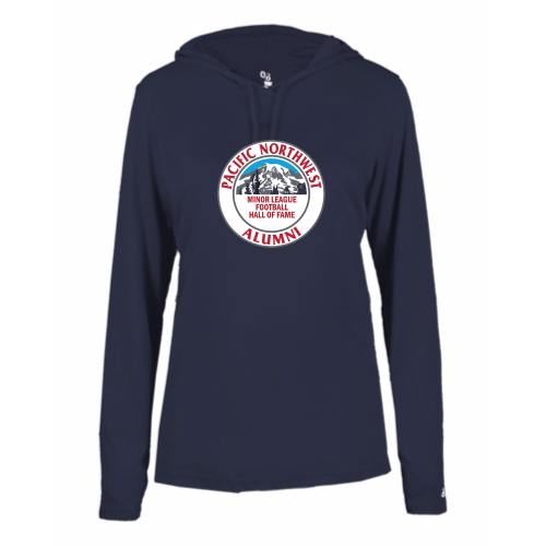 Load image into Gallery viewer, Pacific NW Football - Ladies LS Performance Tee with Hood
