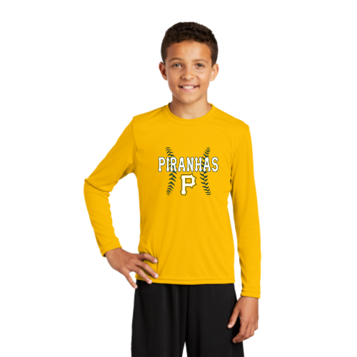 Load image into Gallery viewer, Pratt Piranhas - Sport-Tek Youth Long Sleeve Competitor Tee
