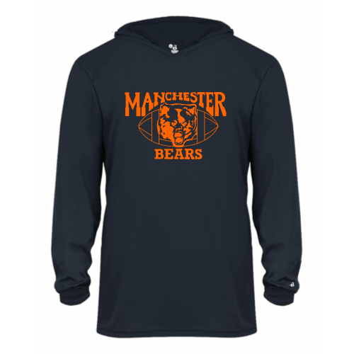 Manchester Bears Football -  Youth LS Performance Tee with Hood