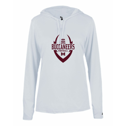 Load image into Gallery viewer, Milford Buccaneers - Ladies LS Performance Tee with Hood
