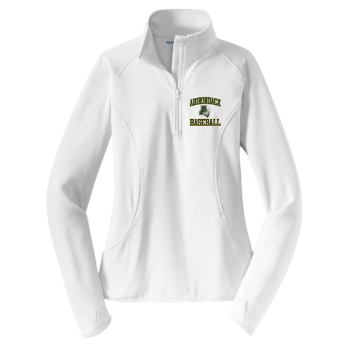 Adirondack Baseball - White - Ladies Sport Wicking 1-4 Zip Pullover