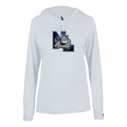 Load image into Gallery viewer, Northern Lehigh Wrestling -Ladies LS Performance Tee with Hood
