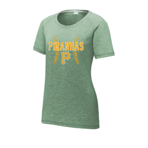 Load image into Gallery viewer, Pratt Piranhas - Sport-Tek Ladies PosiCharge Tri-Blend Wicking Scoop Neck Raglan Tee
