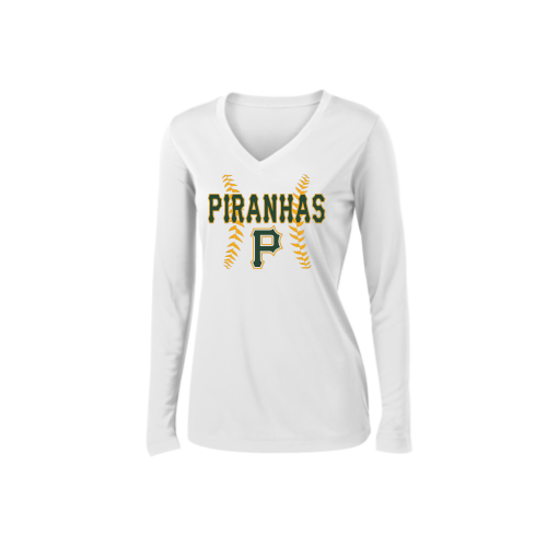 Pratt Piranhas - Sport-Tek Ladies LS PosiCharge Competitor V-Neck Tee