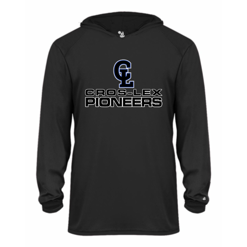 Load image into Gallery viewer, Cros-Lex Pioneers - Youth LS Performance Tee with Hood
