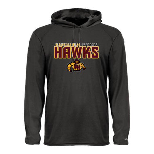 Load image into Gallery viewer, Blackville Hilda Football - Adult LS Performance Tee with Hood
