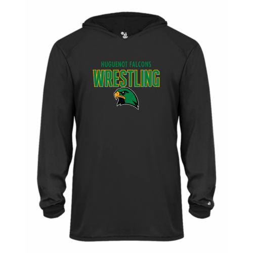 Huguenot Wrestling - Youth LS Performance Tee with Hood