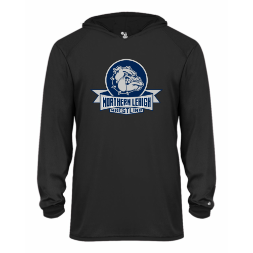 Load image into Gallery viewer, Northern Lehigh Wrestling Bulldog - Youth LS Performance Tee with Hood
