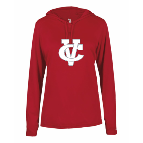 Load image into Gallery viewer, Coosa Valley Academy Baseball - Ladies LS Performance Tee with Hood
