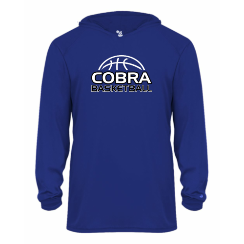 Creekside Cobra Basketball Royal - Youth LS Performance Tee with Hood