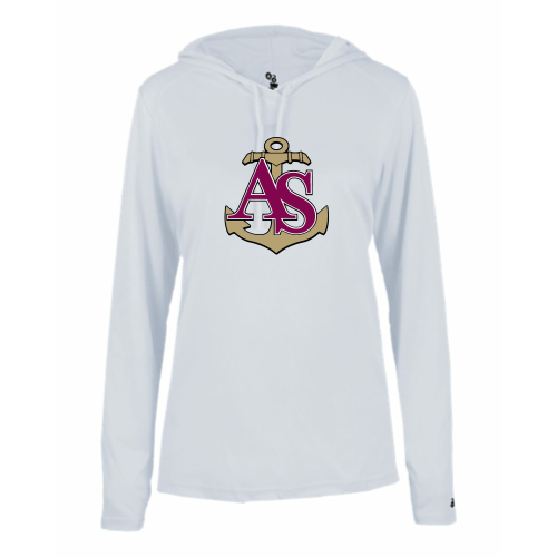 Load image into Gallery viewer, Apprentice School - Ladies LS Performance Hood Tee
