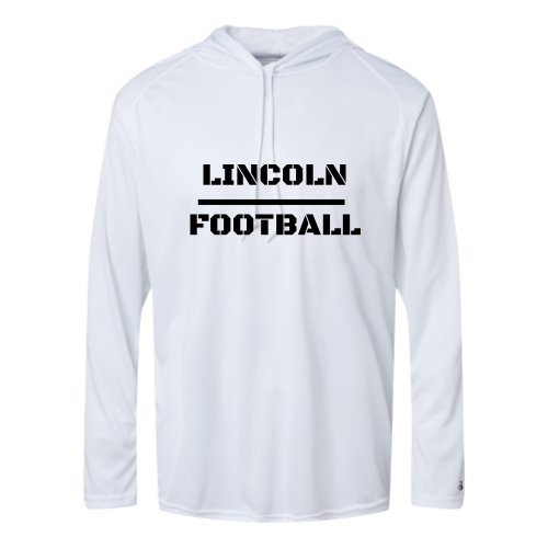 Load image into Gallery viewer, Lincoln Football - Adult LS Performance Tee with Hood
