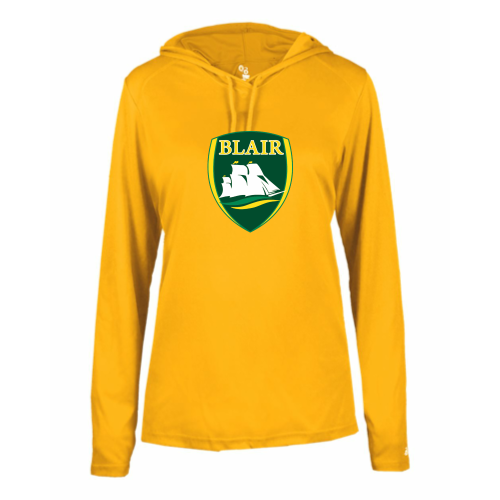 Load image into Gallery viewer, Blair Middle School - Ladies LS Performance Tee with Hood
