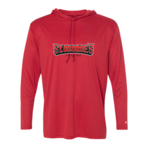 St Georges - Adult LS Performance Tee with Hood